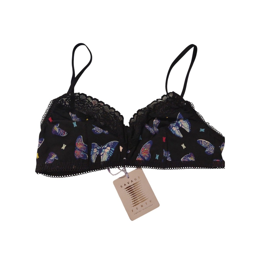 New Savage X Fenty Bad Butterfly Bralette Medium Casual Y2K Style Lace Romantic